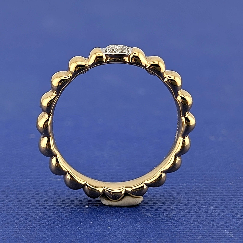 18ky YG John Hardy Fluted Band with diamonds Size 7-1.8g