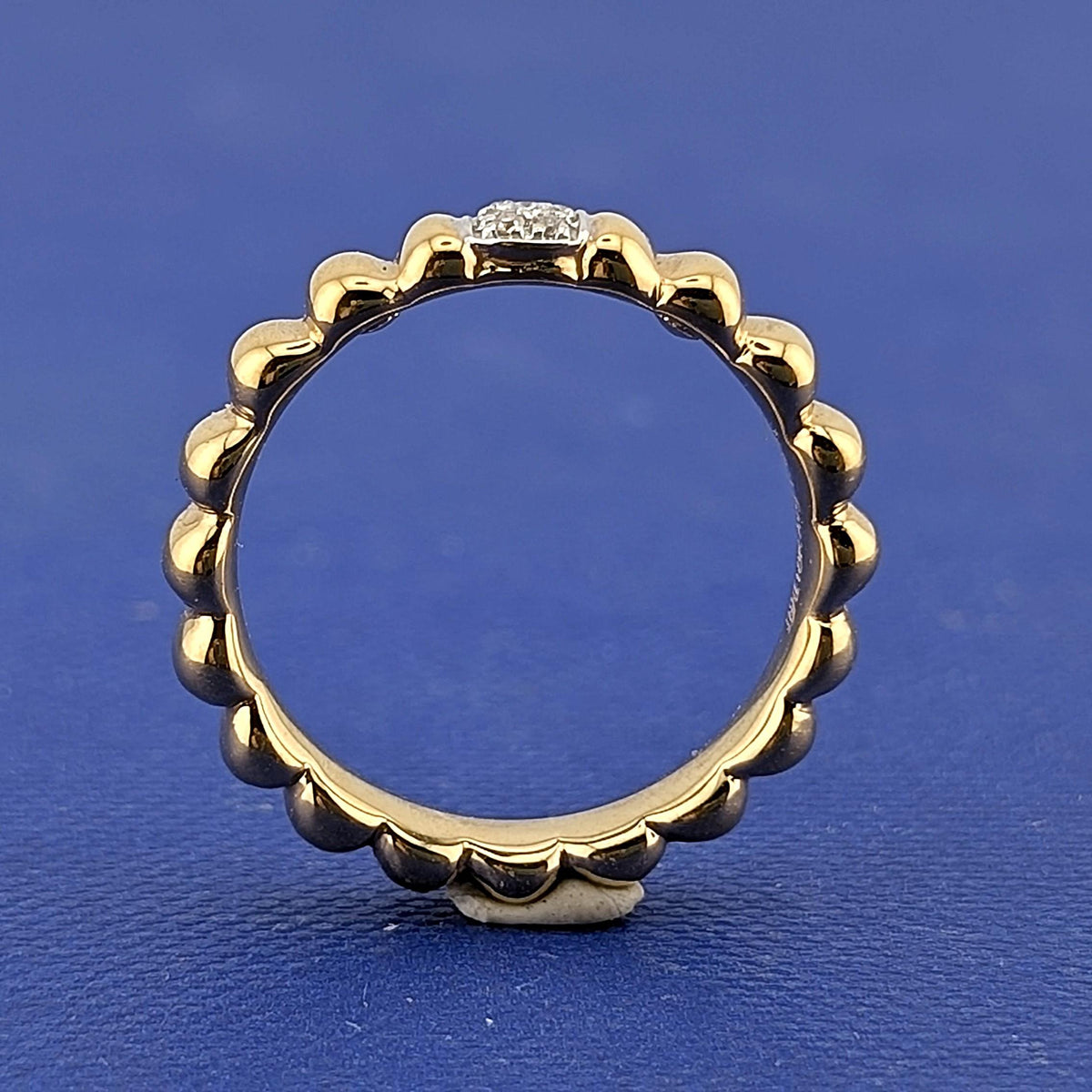 18ky YG John Hardy Fluted Band with diamonds Size 7-1.8g