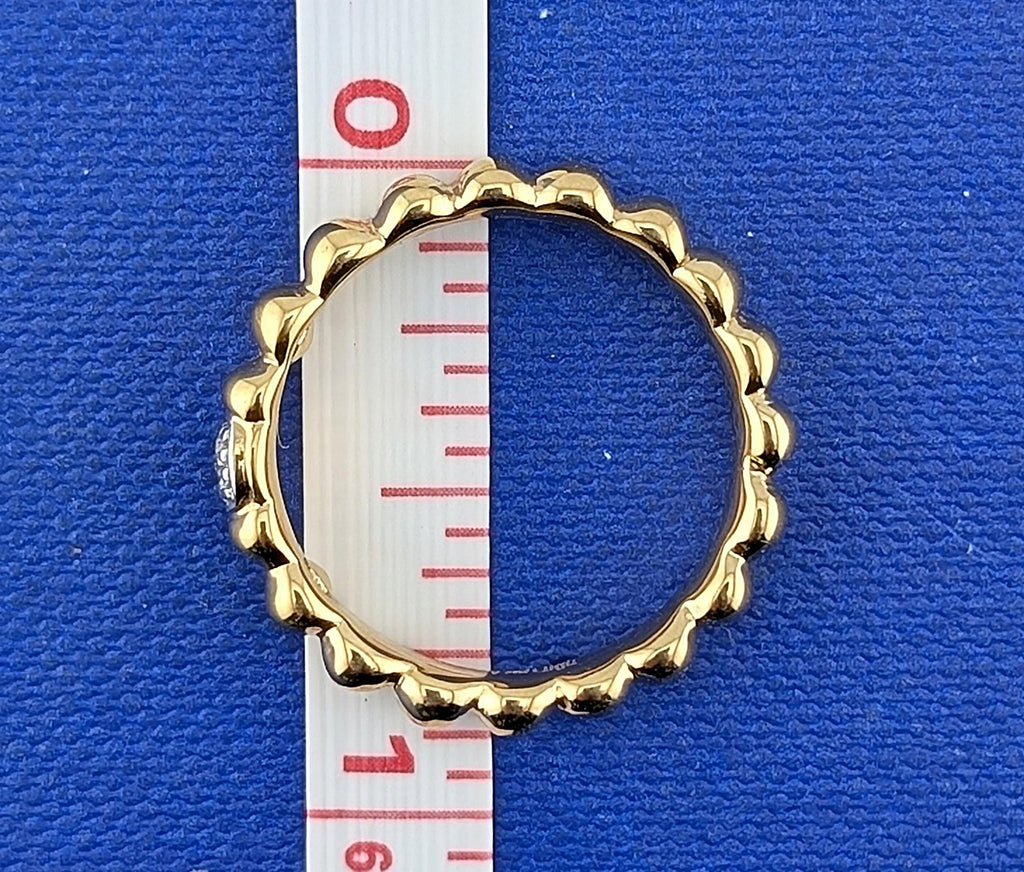 18ky YG John Hardy Fluted Band with diamonds Size 7-1.8g