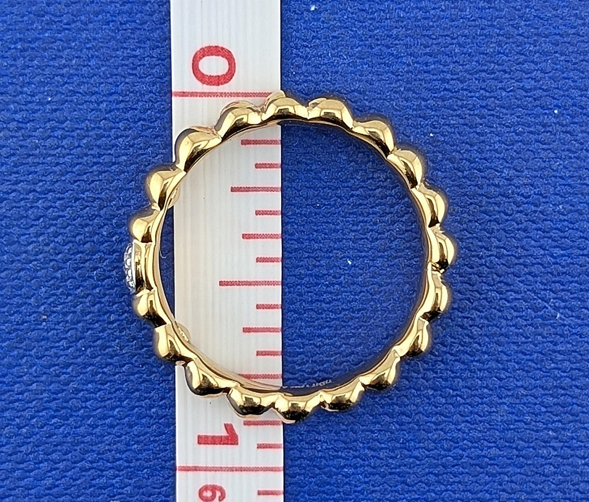 18ky YG John Hardy Fluted Band with diamonds Size 7-1.8g