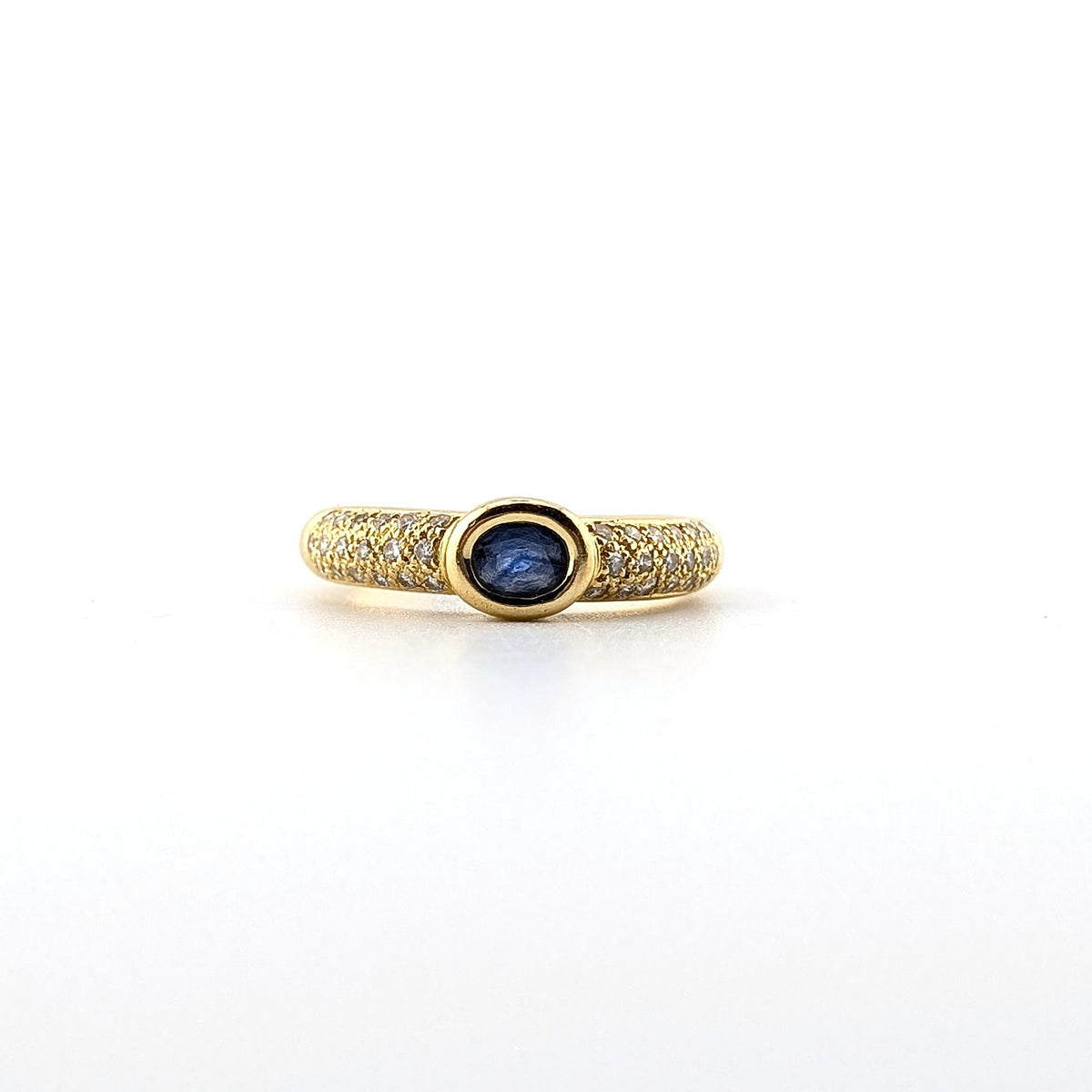 18kt Yellow Gold Sapphire and Diamond Ring - 4.4g