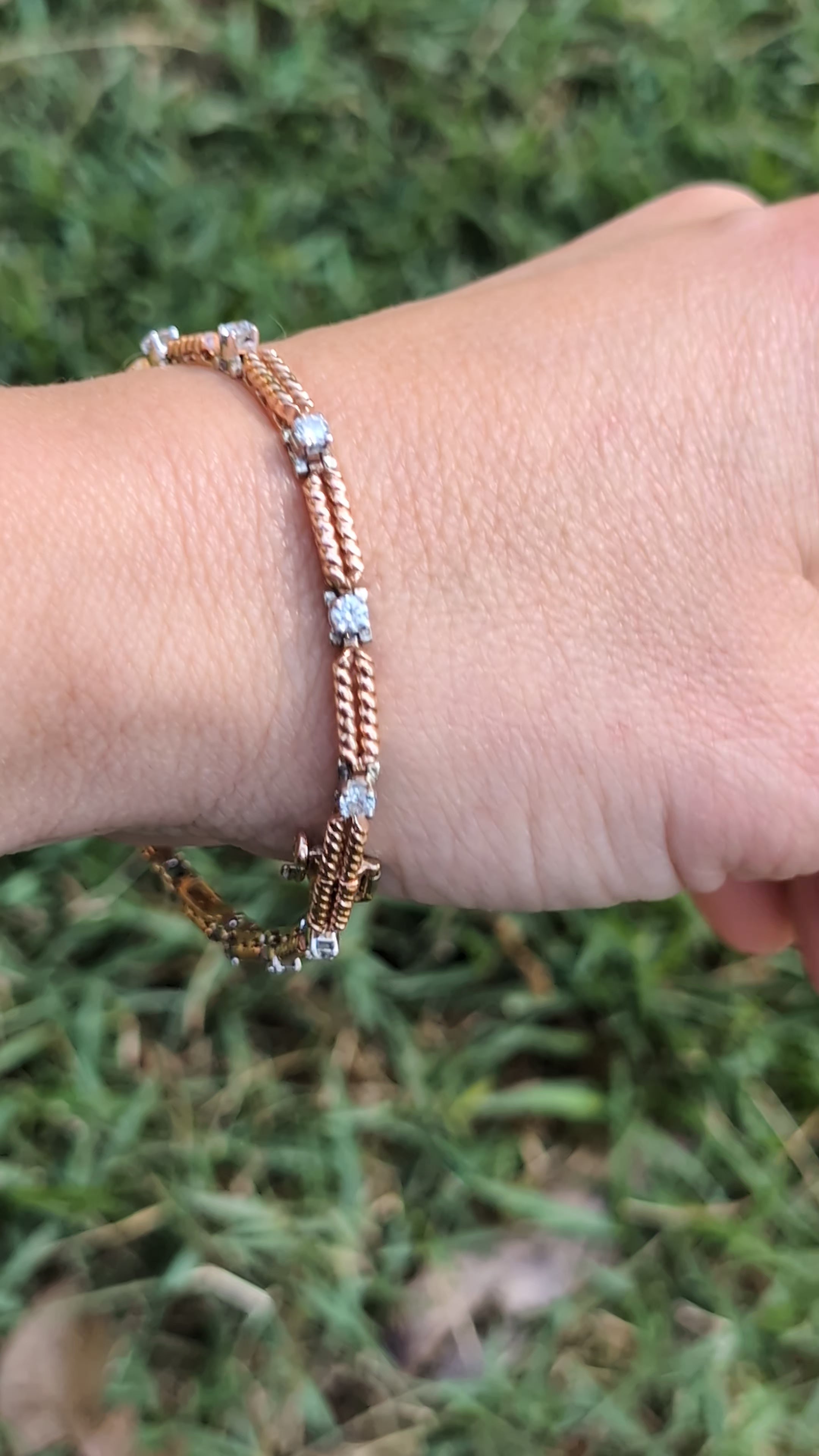 14kt Rose White Gold Open Rope Tennis Bracelet - 9.5g