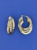 14kt yellow gold triple loop hoop