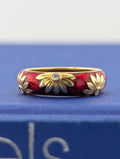 18ky Red Enamel and Diamond Hidalgo Band