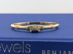 14 kt Yellow Gold Pave Top Ribbed Texture Bangle - 28.3g