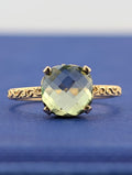 14ky Green Quartz/Prasiolite Filigree ring